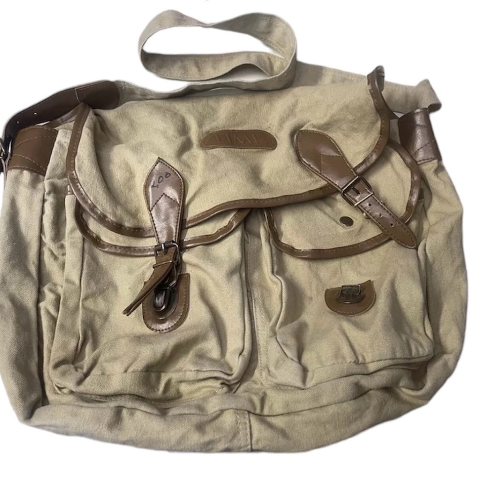 Vintage Time Magazine Promotional Satchel Bag Tan and Brown